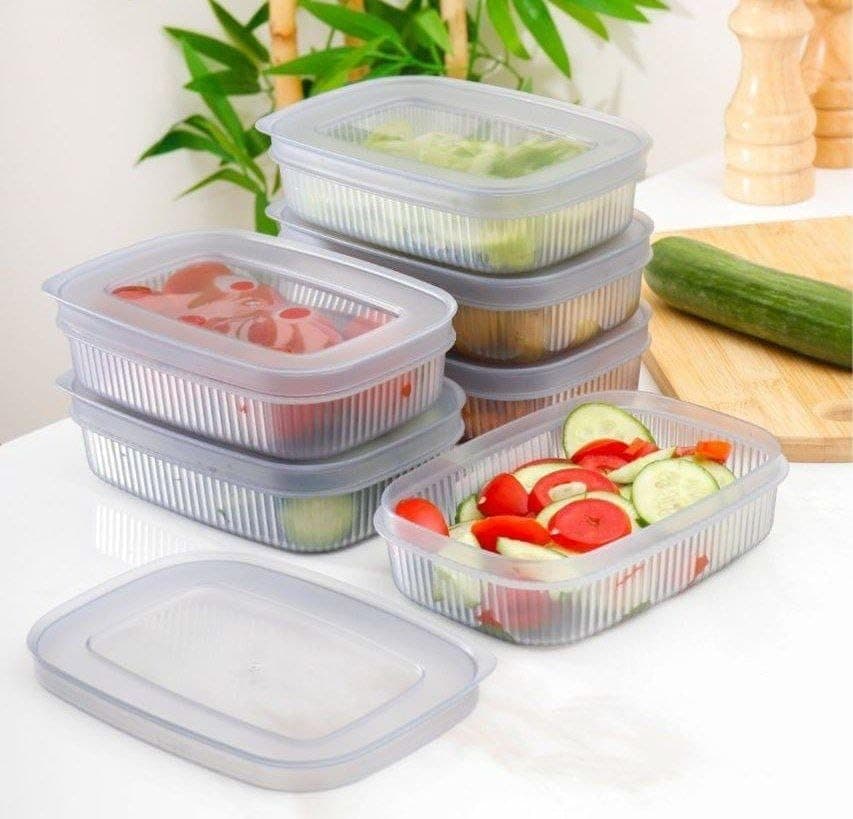 Generic Plastic refrigerator container, Multi-purpose: For cheese and fridge leftovers, For nuts and salads, Features a tight-sealing lid, Capacity: 600 ml, High-quality imported product, .db Food storage container