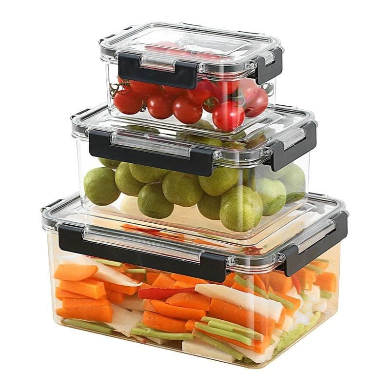 Generic Acrylic Food Storage Container Set, Clear, 600ml, 1.5L and 3.3L, 3 Pieces, .mk