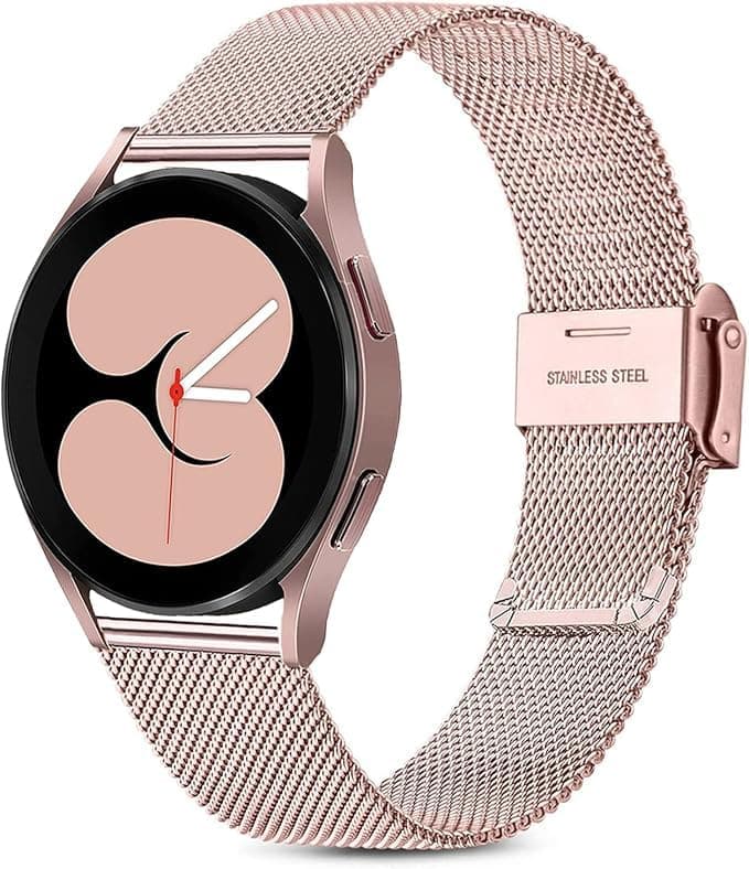 20mm Stainless Steel Metal Strap For Samsung Galaxy Watch 4 / Galaxy Watch 4 Classic/Galaxy Watch 3 41mm / Galaxy Active 2 / Gear Sport/GTS - (Pink) Wearable computer