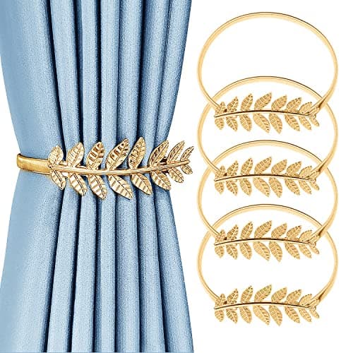 Friendship 4 Pcs Gold Leaf Curtain Tie Backs - Creative Curtain Holdbacks for Home & Outdoor Decoration Curtain swag holder