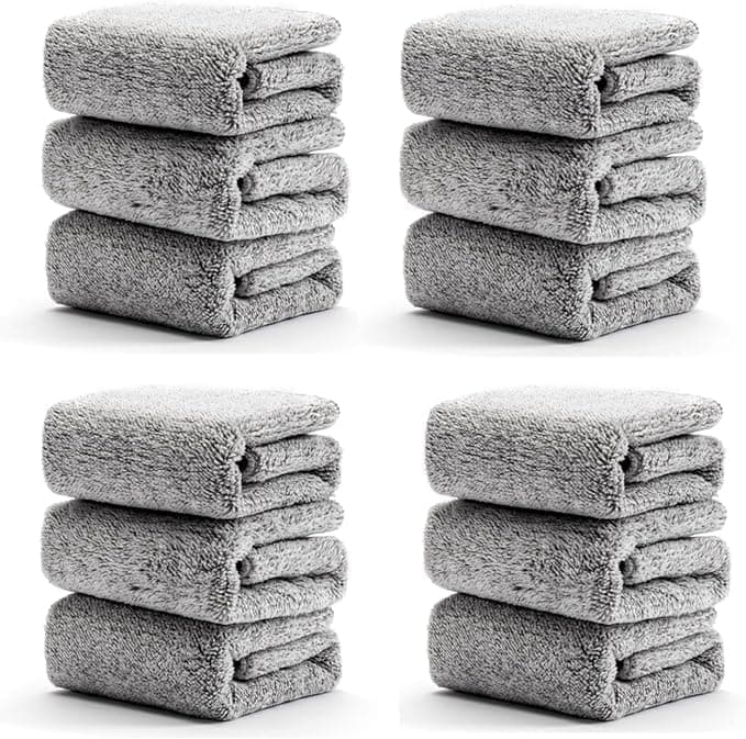 10 Pack Grey Microfiber Towels - Soft Reusable Cleaning Cloths for Home