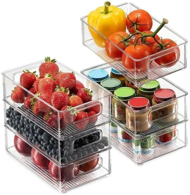 Clear Acrylic Refrigerator Drawer Organizer Pull Out Fridge Storage Bin