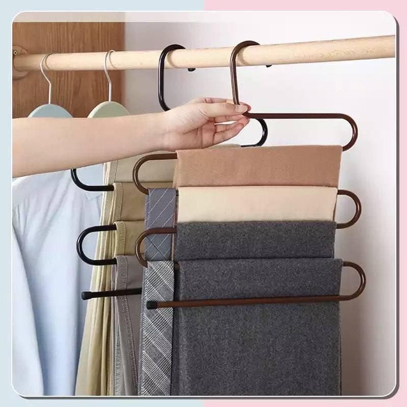 Generic Stainless Steel Multi-Layer Trouser Hanger, Space-Saving Closet Organiser for Trousers, Scarves, and Shawls, .ar Clothes hanger