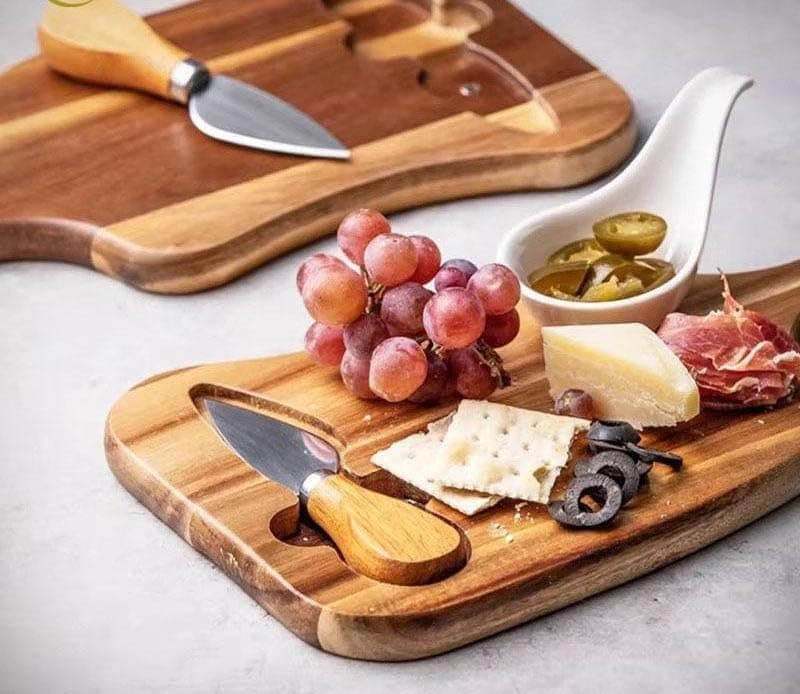 Generic Bamboo Cheese Board and Serving Platter with Carving Knife, 30x20 cm, for Charcuterie and Breakfast, .sa