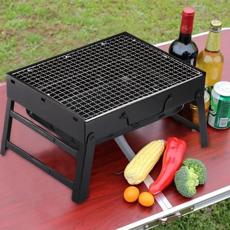 Generic Portable Charcoal BBQ Grill, Foldable, Dual Level Cooking Surface, Metal Construction with Carrying Handle .g Barbecue grill