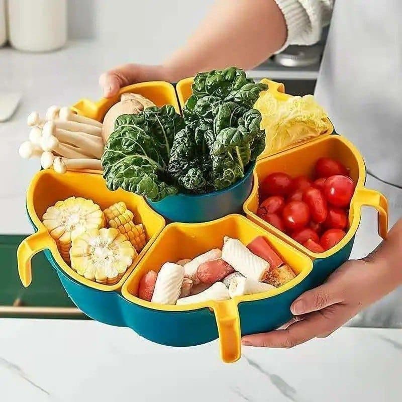 Generic Rotating Serving Tray with Colander, 4 Compartments, 37 cm, .mk