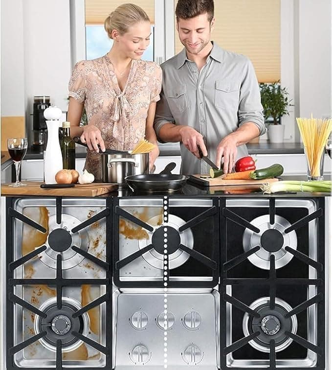 Reusable Stove Burner Covers Set Of 5 Durable Gas Range Protectors Non Stick Heat Resistant Stovetop Guard Customizable Kitchen Countertop Protection Accessories Easy Cleaning