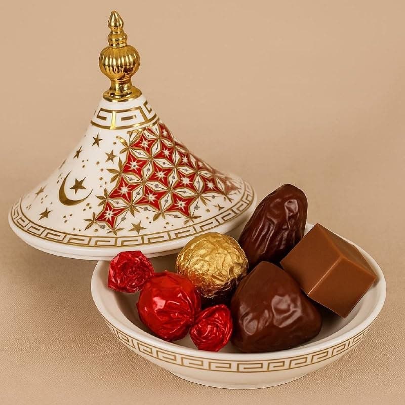 Elegant Mini Porcelain Marble Candy Dish with Base Small Bonbonniere for Chocolate Sweets Nuts Decorative Serving Jar for Home Kitchen Hospitality Food storage container