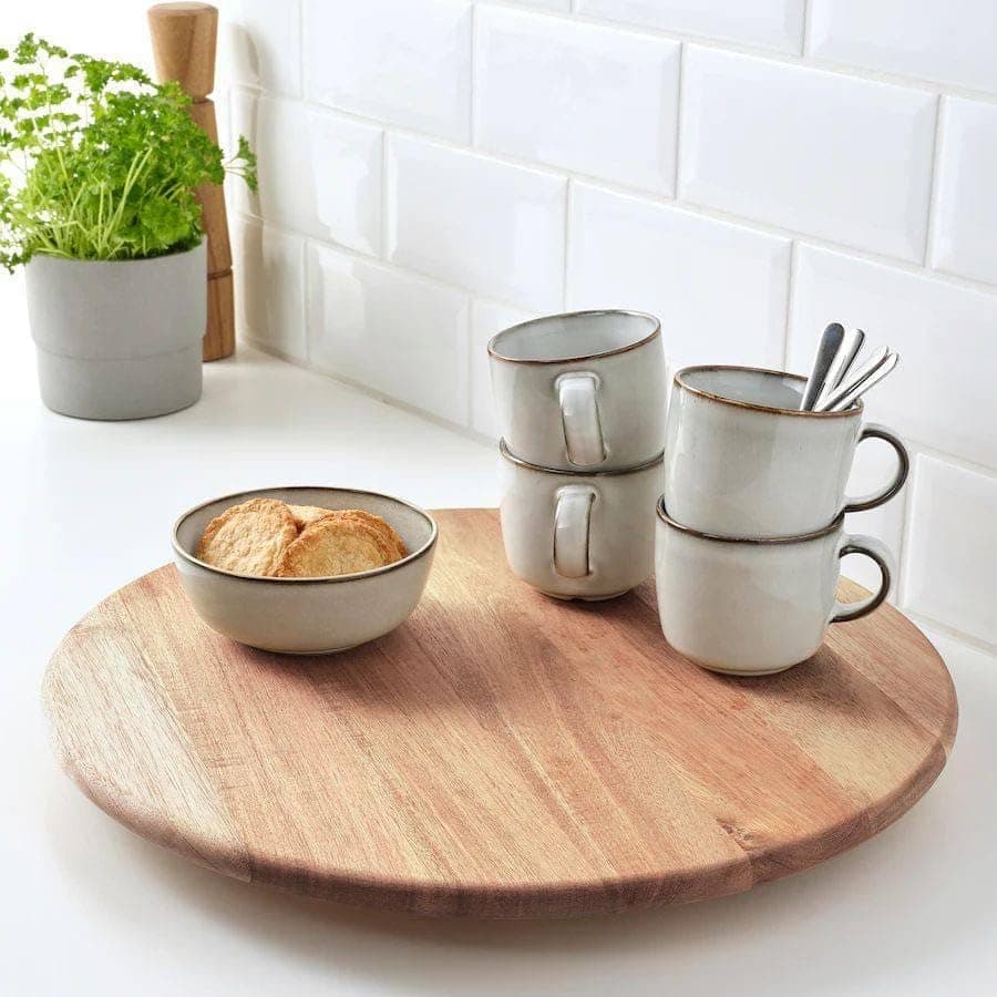 Generic Wooden tray with a rotating base,Imported bamboo,35 cm size,Multi-purpose:,For serving cheese dishes at gatherings,desserts,In the kitchen for jars,As an organizer for perfumes,makeup, .kI