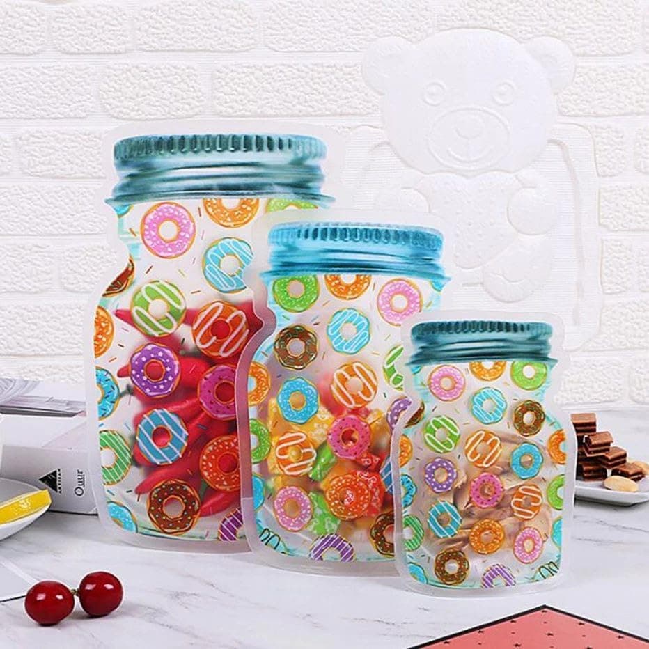 3Pcs Collapsible Plastic Storage Containers Zipper Bags for Grains Snacks Food storage bag