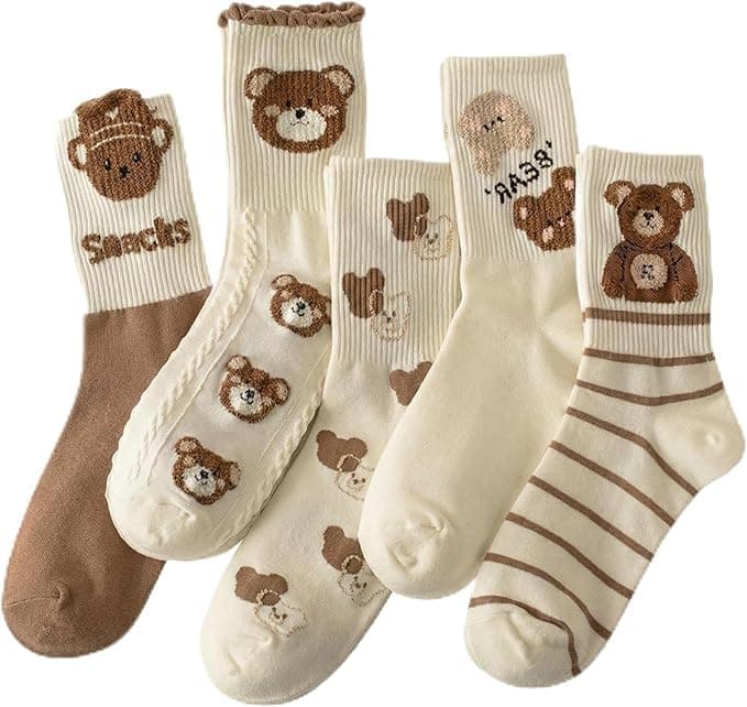 Trendora Women's Cotton Long Socks, Multi Color, Size 36-40 EU, Pack of 5 + 1 Pair Gift