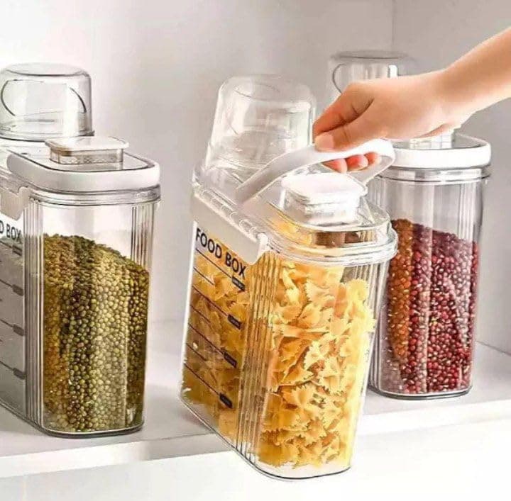 Generic Clear Food Storage Container with Lid and Measuring Cup, for Pasta, Rice, Legumes and Powder, 1.5 Litre, .za