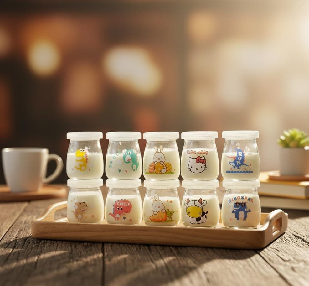 10-Piece Glass Cups Set 100ml Airtight Lids for Yogurt Jelly Pudding Jam Honey Storage Desserts Daily Use Versatile Designs Food storage container