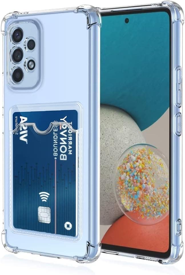 Compatible with Samsung Series Wallet Case with Card Slot Slim Fit Protective Soft TPU Bumper with Card Holder Cute Card Holder Phone Cover - Clear (Samsung Galaxy A32) Cellular phone case