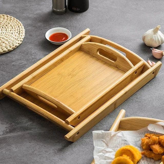 Generic Serving Tray Set of 3, Wooden Trays with Handles, Sizes 40 cm, 45 cm, and 55 cm, .za