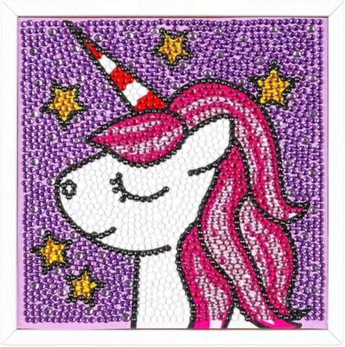 KIDSZONE 5D Diamond Painting Kit for Kids with Wooden Frame Easy Small Anime Diamond Painting Full Drill Diamond Art Gem Painting for Beginners 15 * 15 inch Random character Art craft kit