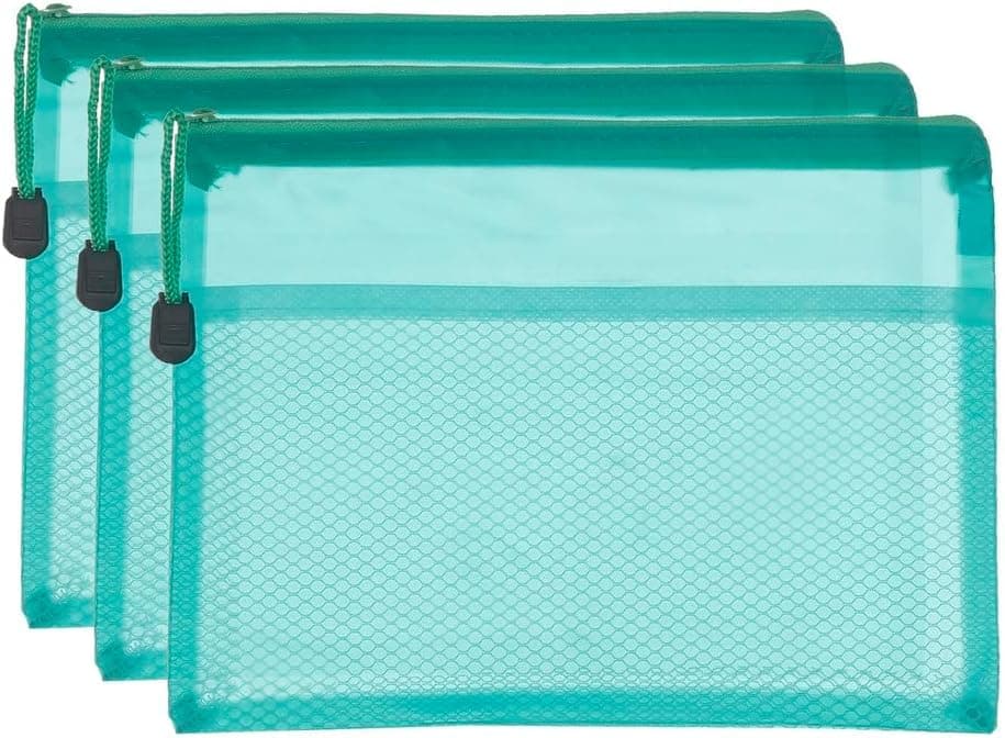 Plastic file folder with zipper, 23 x 33 cm, by Emaar Misr, 3 pieces, red, HK-10-A4 (Green)