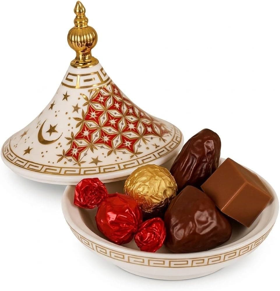 Porcelain Marble Mini Bonbonniere with Porcelain Base for Serving Chocolate Candy and Sweets Elegant Tabletop Kitchen Decor Hospitality Serving Dish