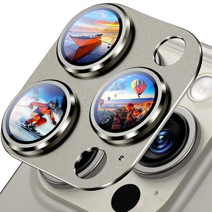 Compatible with iPhone 16 Pro/iPhone 16 Pro Max Camera Lens Protector - [Not Easy to Break][Strong Adsorption][Case-Friendly] Metal Tempered Glass Rear Camera Screen Cover (Silver)