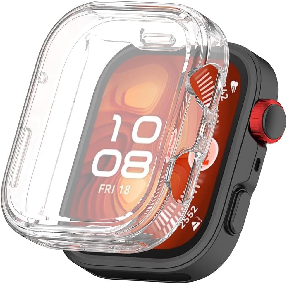 Soft TPU Protective Case Compatible with Huawei Watch Fit 4 Pro, Full Coverage Screen Protector Cover, Shockproof Anti-Scratch Slim Case for Huawei Watch Fit 4 Pro (Transparents)