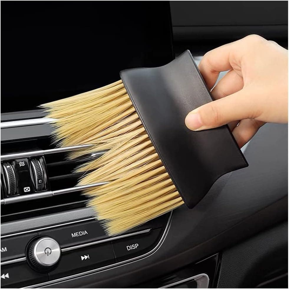 Detail Dust Cleaning Brush Soft Dense Bristles for Narrow Gaps Air Vent and Keyboard Cleaner Multi Purpose Tool for Car Interior Home Surfaces Compact Lightweight Handle