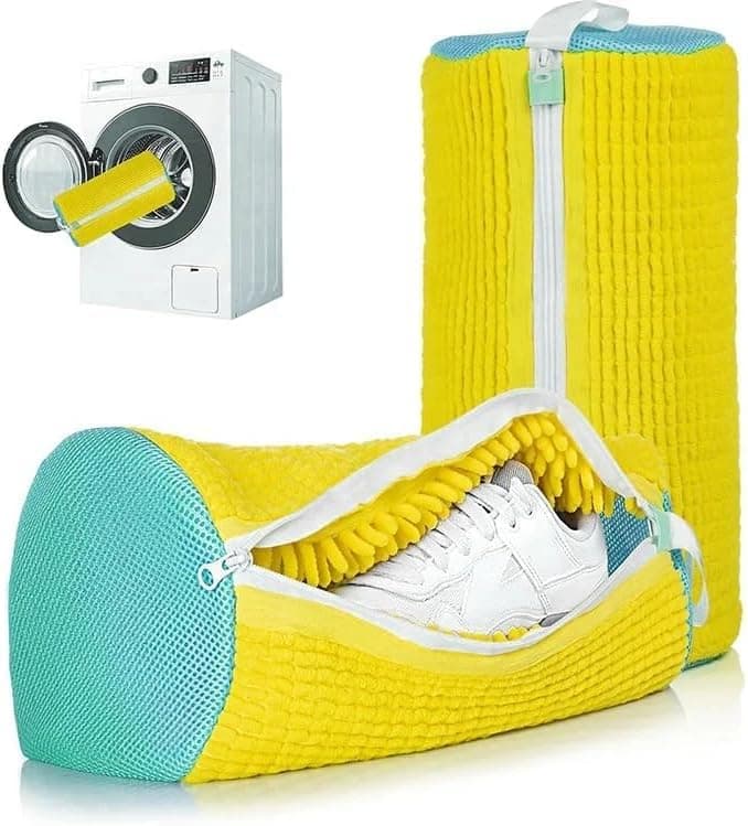 Microfiber Shoe Laundry Bag with Internal Brushes Washing Machine Protector