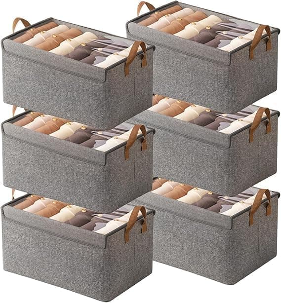 2PCS Large Grey Metal Clothes Storage Box, 47x30x19cm Closet Organizer