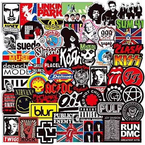 Anabiya 100 Pieces Set of Cool Band Stickers Waterproof Vinyl Stickers Pack for Fashion Laptop Decals Water Bottle Cars Motorcycle Bicycle Skateboard Luggage Phone Case DIY Decoration (Band Sticker)