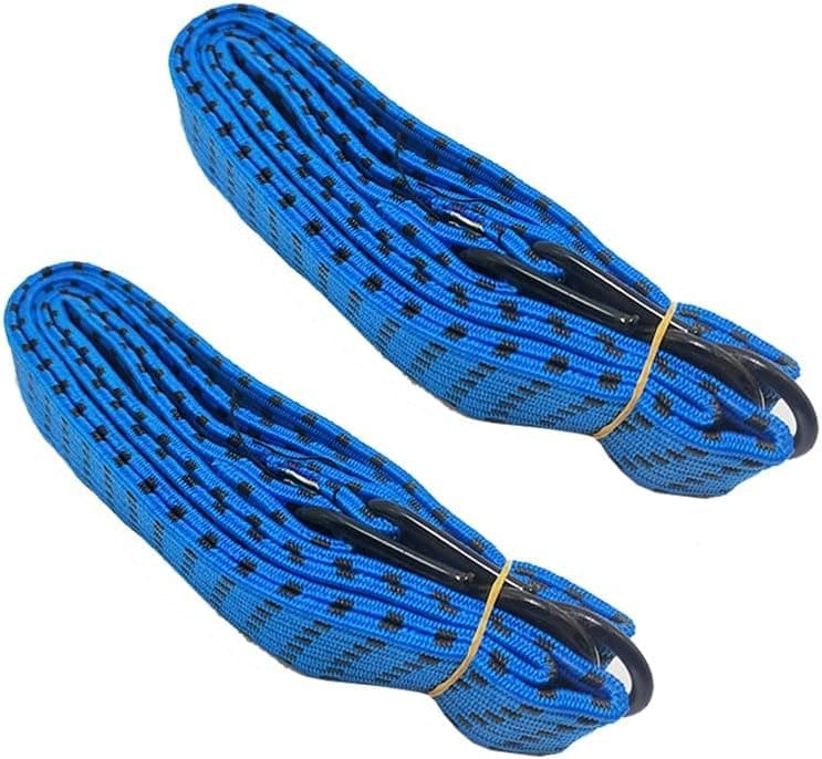 KaberTrade 2 Piece Elastic Rope Cargo Luggage Rope Rope with 2 Durable Hooks for Secure Fixation on Car Roof and Bike (Blue 2 Pieces, Length 140cm Code:5350)