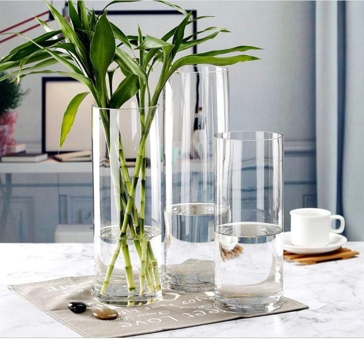 Glass Cylinder Vases Set of 3, Clear Crystal Decorative Vases, Modern Design for Home Decor, 30 cm Height