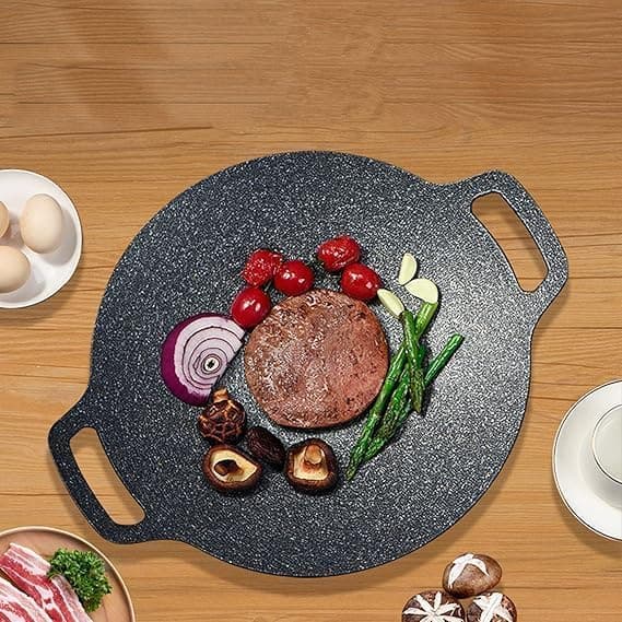 40cm Korean Flat Non-Stick Granite Grill Pan for BBQ Stovetop Saute fry pan
