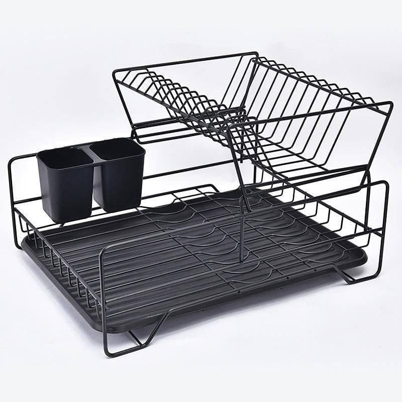 Generic 2-Tier Metal Dish Rack and Kitchen Organiser in Black, .mek Drying rack