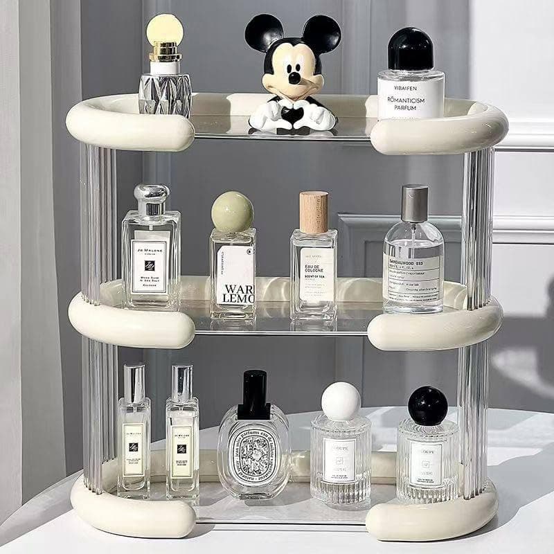 Acrylic 3-Tier Tiered Organizer Stand for Coffee Corner Mugs Makeup and Perfumes Modern Space Saving Storage Rack for Kitchen Vanity and Office Desk Caddy