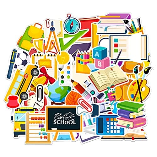 FaCraft 60pcs Multicolor Back to School Stickers School Waterproof Vinyl | Subject Stickers for Students & Teachers, Decorative & Educational, Laptops, Scrapbooking, Science Sticker Classroom Rewards Sticker decal