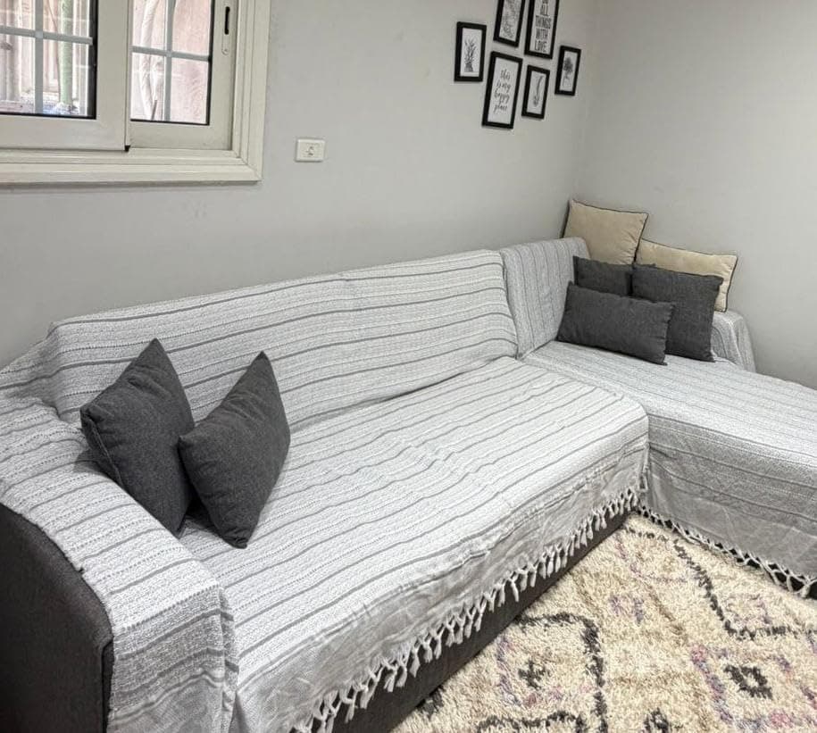 Generic Handmade Cotton Blanket with Tassels, Gray, 240x260 cm, Sofa Throw Cover, .Ims
