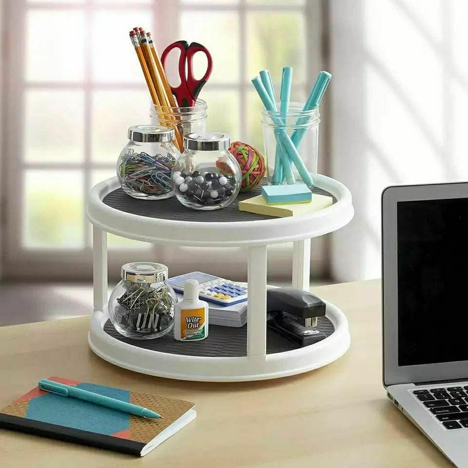 Generic 2-Tier Rotating Organiser for Kitchen, Makeup and Dining, .ex Rotating tray