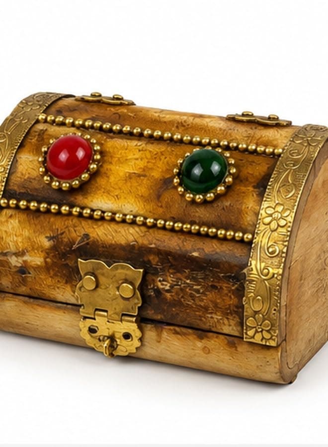 Indian Handmade Jewelry Box Natural Ivory Style Blue Velvet 8.5x6x3.5cm Jewelry storage