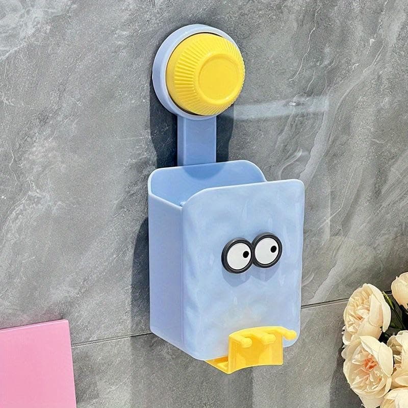 Toothbrush Organizer - Cute Handy Design A sweet shape for your bathroom +very practical! Keep toothbrushes and toothpaste in one place. It has a cup. Multi-functional holder - adhesive wall mount for