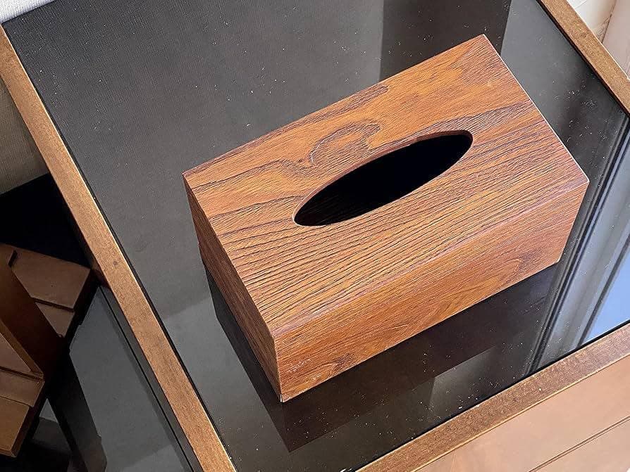 Generic Wooden Tissue Box, Pine Wood, Oval Opening, for Home, Office or Dining Table, 25 x 14 x 8 cm, .mk Facial tissue holder