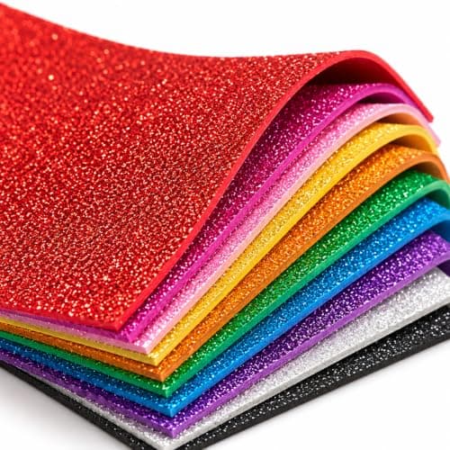 DSR A4 Glitter Foam Sheet Sparkles 2 mm Thick 10 Different Color, for Art & Craft (self Adhesive)