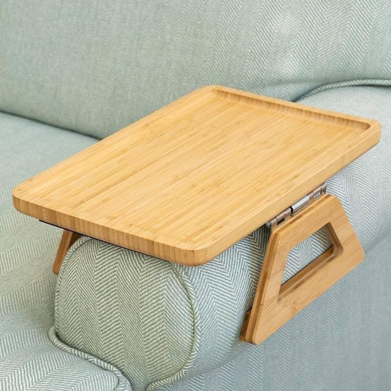 Generic Bamboo Wood Sofa Stand Organizer, Rectangular and Round, High Quality Wooden Tray, 33x24 cm and 26 cm .A2