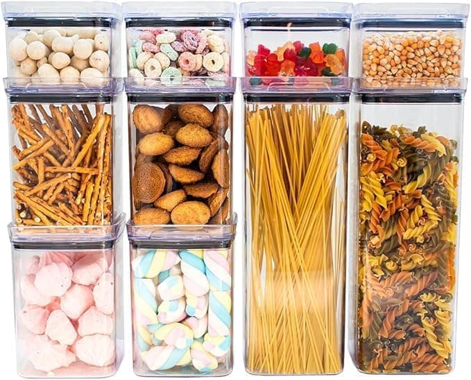 12Pcs Acrylic Food Storage Containers Clear Kitchen Pantry Organizer Set