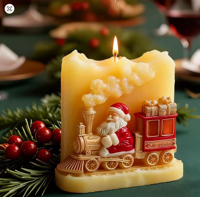 Christmas Candle Mold, Santa Claus on the Train Silicone Mold for Candle Making, Home Decor, Christmas Gift, 8.5cm x 3.3cm Craft mold