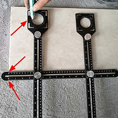 isotrade MULTI-ANGLE MEASURING Ruler with POSITIONING HOLE, Black, Medium