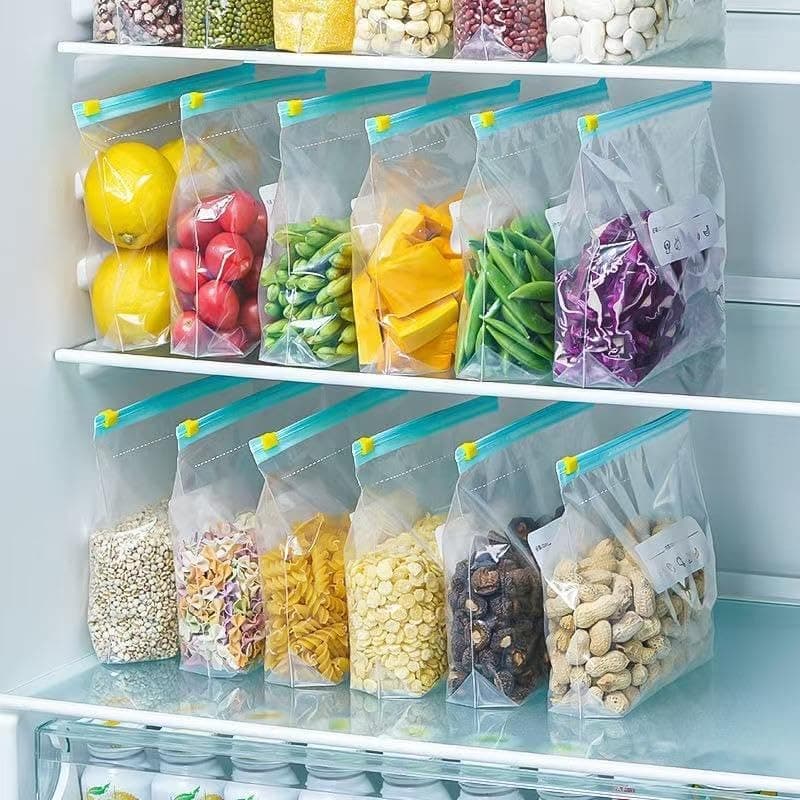 Reusable Food Storage Bags with Zipper, 45 Pcs Multiple Sizes Kitchen Fridge Organizer Bags for Snacks, Sandwiches