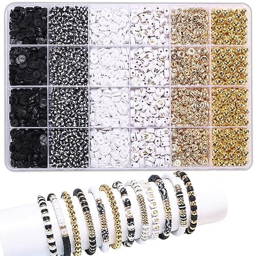 LFLIUN Bracelet Making Kit Friendship Gold Beads Clay Beads Jewelry&Bracelet Making Kit Charm Bracelet Maker Set with Letter Beaded Kit Birthday Gift… Craft bead
