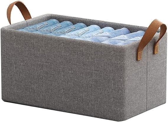 Steel Collapsible Storage Bins with Handles and Frame - Foldable Organizer for Clothes, Toys, Books, Shirts, Blankets