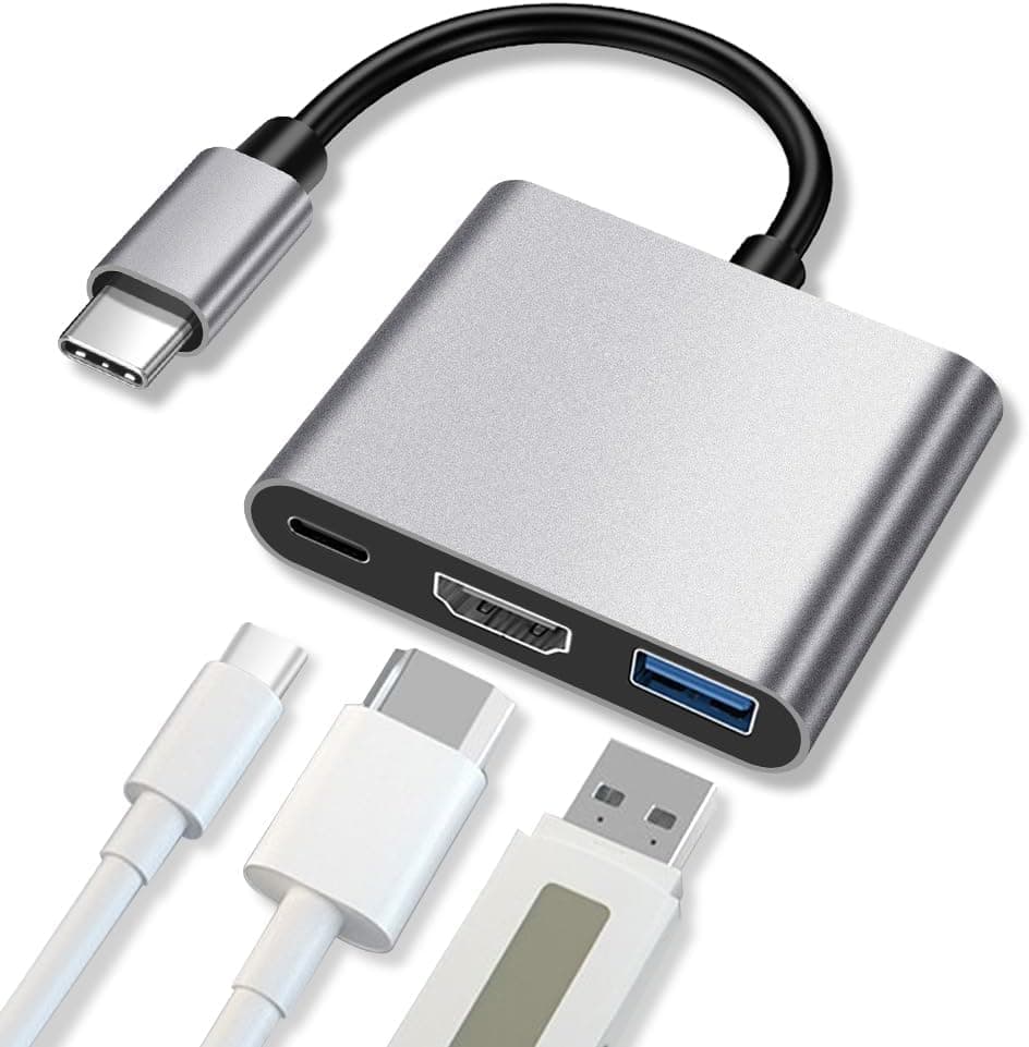 Circle M USB-C HDMI Adapter, 3-in-1 Design with 4K@30Hz Output, USB 3.0, 100W Fast Charging, Universal Device Compatibility Drying rack