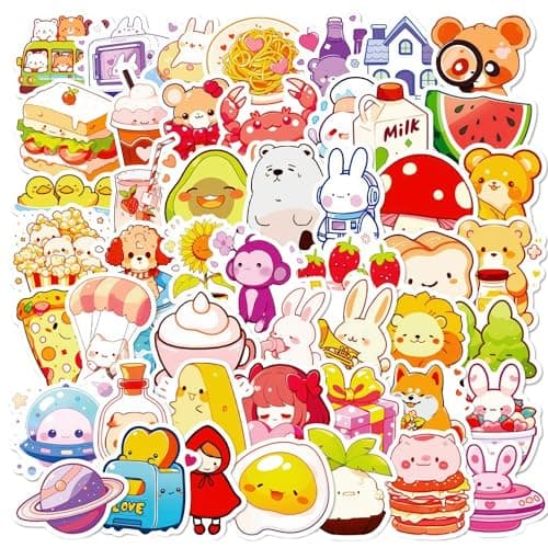 SSNLNBF Cute Animal Stickers 50 Pcs Stickers Cartoon for Kids Adults Fridge Skateboards Luggage Notebooks Phone Water Bottle Stickers for Teens Sticker decal