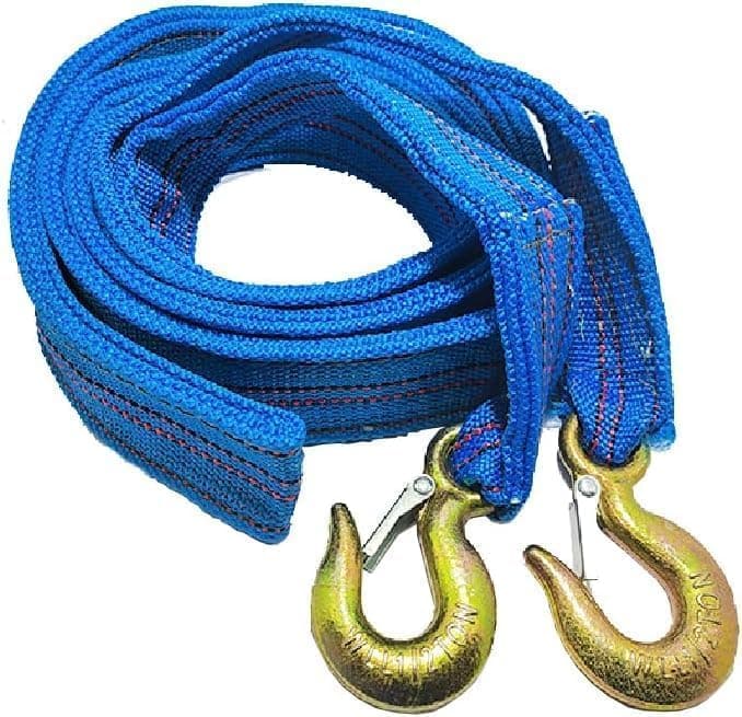 Emergency Tow Rope Heavy Duty with Safety Latch Hooks and Reinforced Design for Vehicle Recovery and Emergencies (Blue, 4 Meters, 5 Ton Bearing)-AGA Auto part